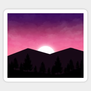 Sun rising over the mountain Sticker